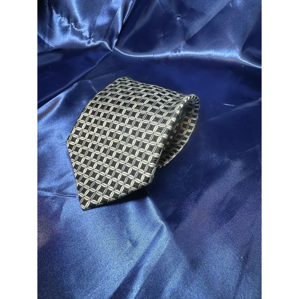 Club Room By Charter Club Mens Designer 58" Silk Tie Blk/gry/crm Pattern